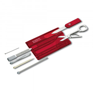 Швейцарская карточка Victorinox SwissCard Classic, 10 функций, корпус из красного полупрозрачного пластика